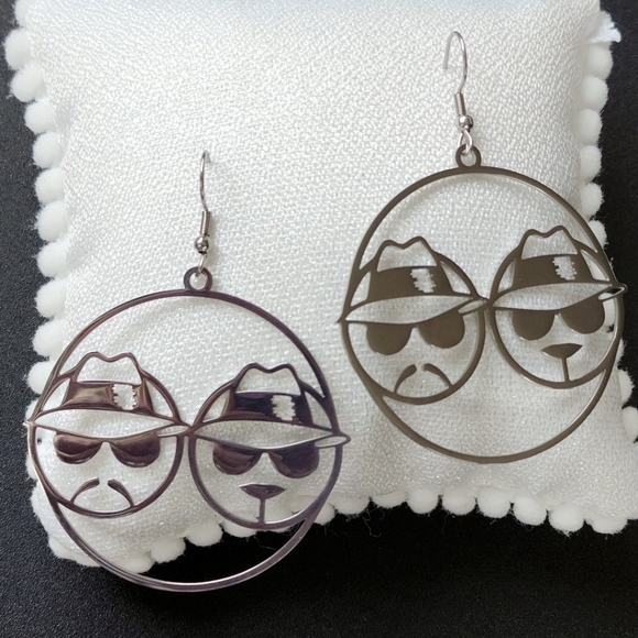 Silver Chicana Hoop Round Dangle Drop Earrings Lowrider Latina Gangster … - Picture 1 of 4